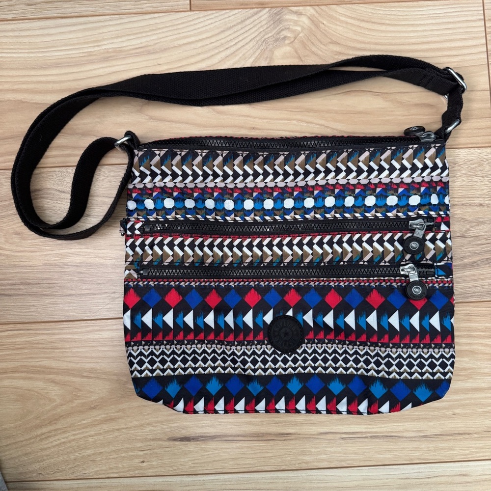 Kipling Geometric Blue and Red Crossbody Bag